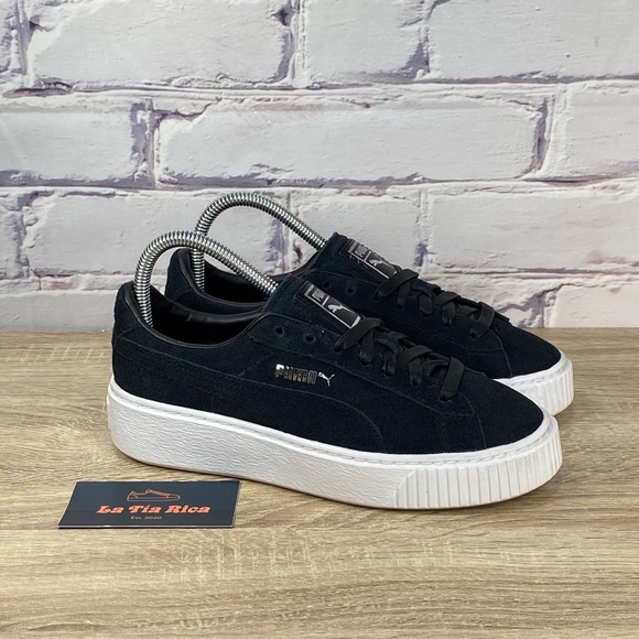 Puma Shoes - Puma Suede Platform Black White Sneakers